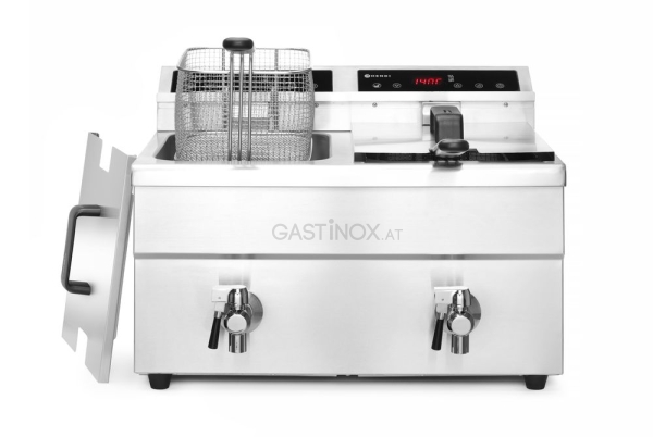 Induktionsfritteuse - mit Ablasshahn 2x8 l, HENDI, Profi Line, 16L, 7 kW / 230 V, 577x609x(H)410mm