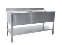 SARO Spültisch 2 Becken, rechts - B 1600 x T 700mm