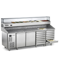 Everlasting Hi-End Pizzatisch 2,5 x 0,8 m - mit GN 1/3...