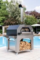 Outdoor Pizzaofen GAS 4 mit Untergestell, Holzlager und Ablageböden - TITAN